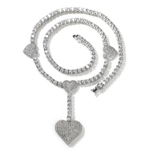 Load image into Gallery viewer, Marie 3 Pcs Drop Heart Tennis Necklace
