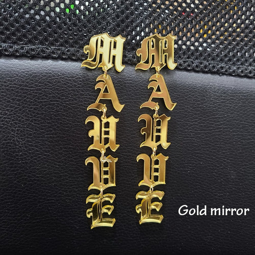 Victoria Vertical Custom Mirrored Name Earrings