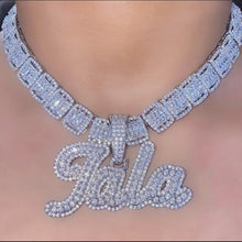 Load image into Gallery viewer, Fiona Custom Cursive Baguettes Cz Necklace
