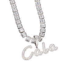 Load image into Gallery viewer, Fiona Custom Cursive Baguettes Cz Necklace
