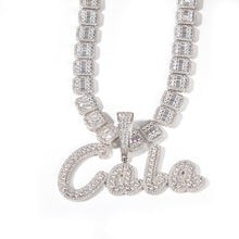 Load image into Gallery viewer, Fiona Custom Cursive Baguettes Cz Necklace
