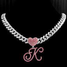 Load image into Gallery viewer, Paris Icey Pink Letter Initial Heart Necklace
