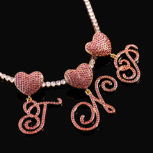 Load image into Gallery viewer, Paris Icey Pink Letter Initial Heart Necklace
